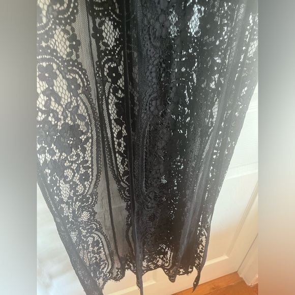 Sheer Lace Maxi Nighty Teddy Chemise Dress Longhorn Goth Whimsigoth witch Addams - Picture 7 of 10